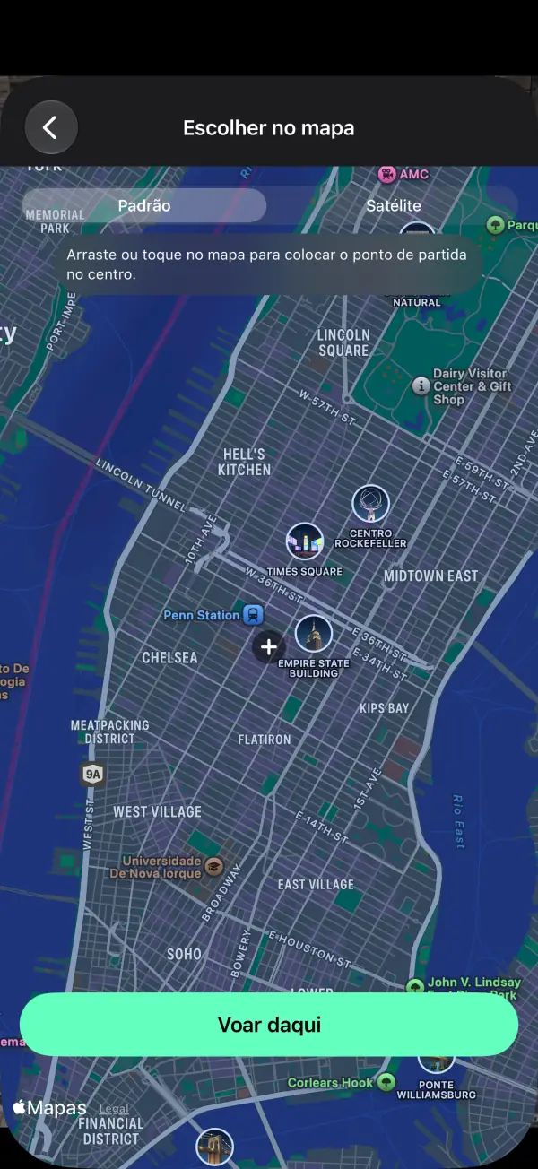 Escolha onde começar — Pela busca, pelo mapa ou pelo minimapa
